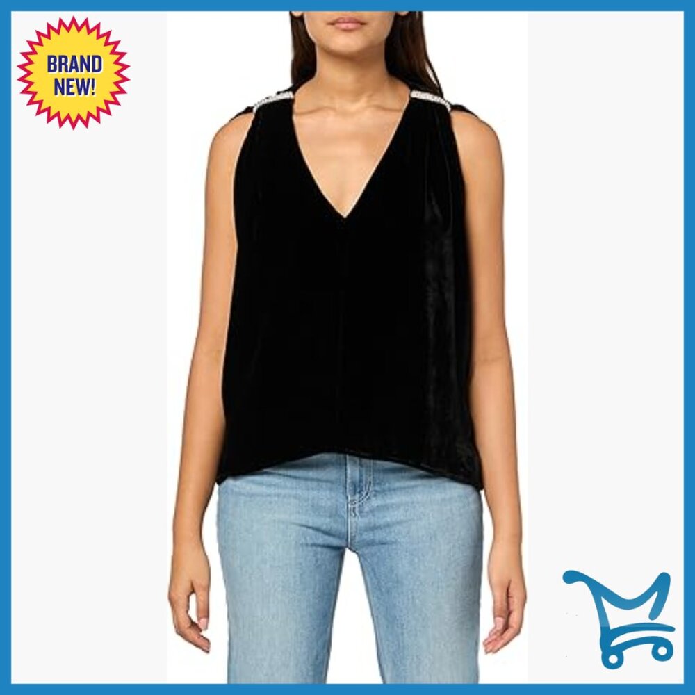 Silk Velvet Sleeveless V-Neck Top Classic Fit Party Wedding